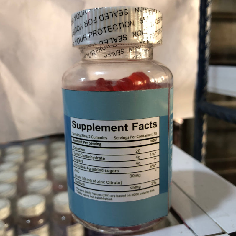 Zinc Gummies (30mg) | Dietary Supplement for Mood, Fertility, Sleep, and Stress