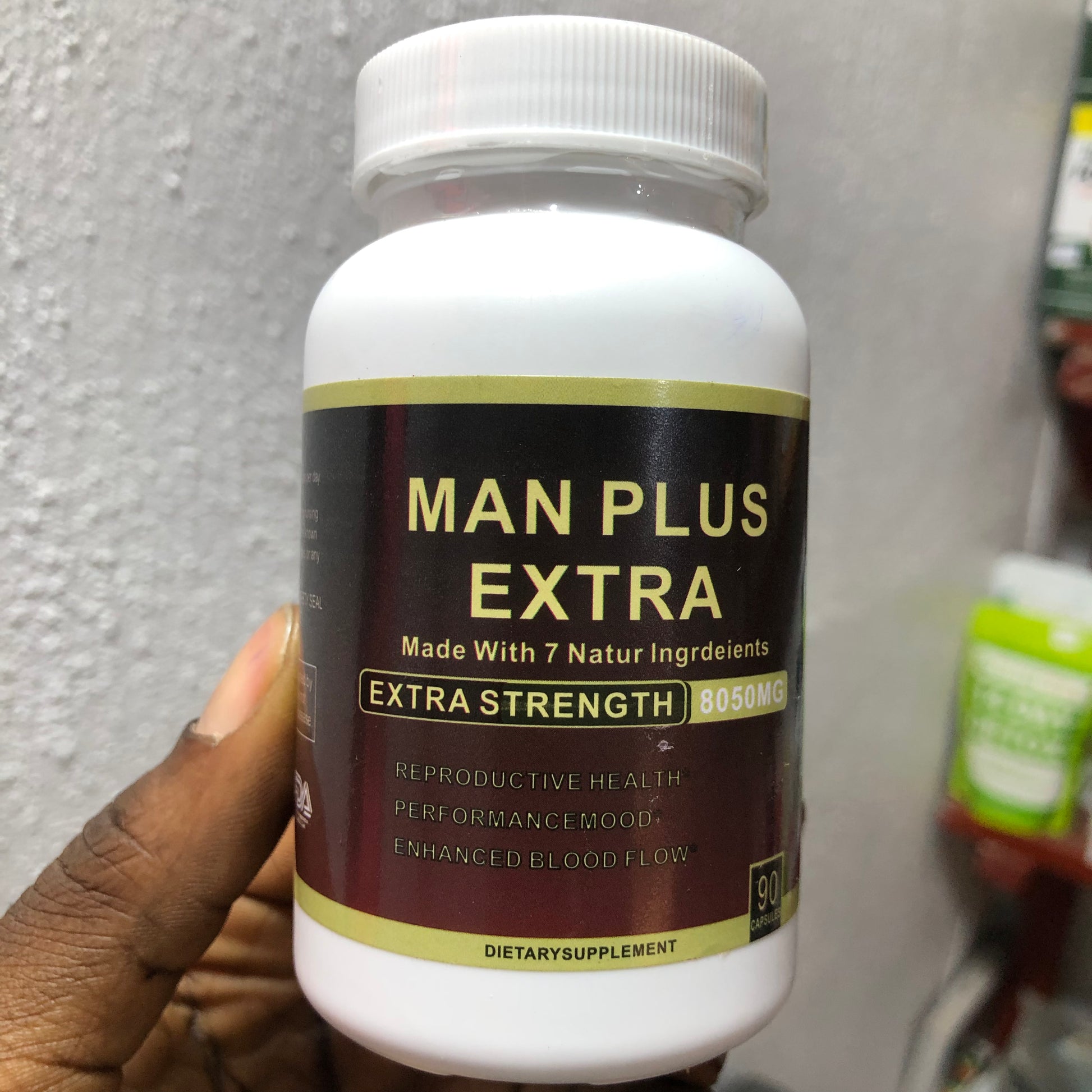 Man Plus Extra Capsules with Maca Root and 6 Natural Ingredients (90 capsules, 8050mg) | Dietary Supplement for Energy, Stamina, Fertility, Mood, and Erection