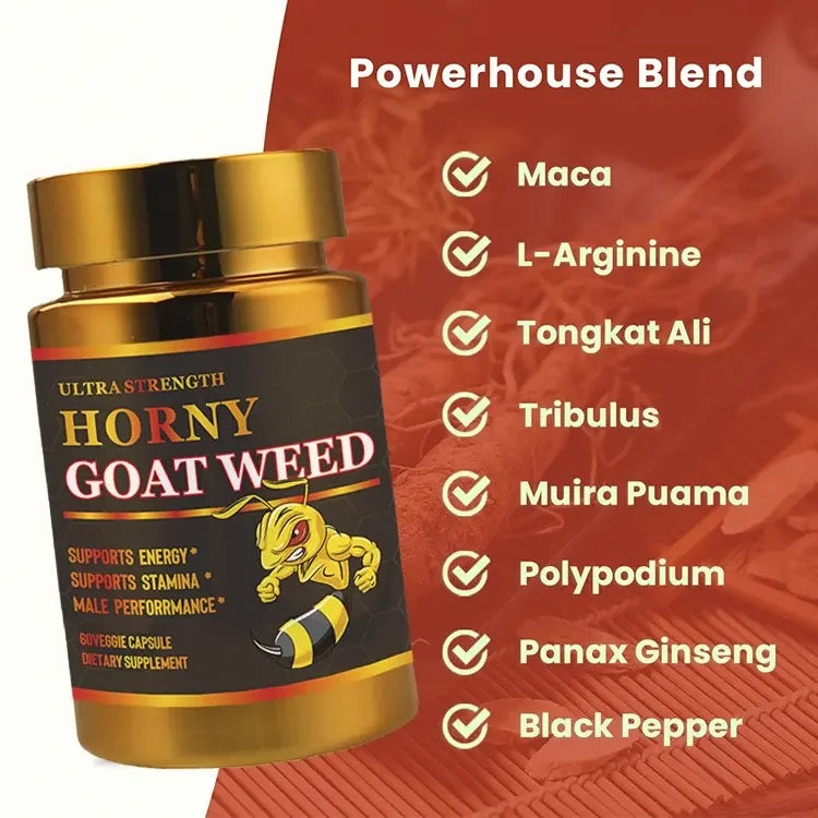 Horny Goat Weed Capsules (1484mg) | Dietary Supplement for Energy, Performance, Blood Flow, Libido, and Stamina