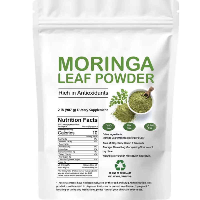 Moringa Leaf Powder (907g) | Dietary Supplement for Blood Sugar, Heart, Immunity, Energy, and Antioxidants