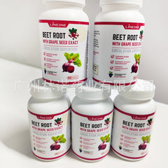 Beetroot Capsules with Grape Seed (90 capsules, 1850mg) | Dietary Supplement for Circulation, HBP, Cardiovascular, and Performance