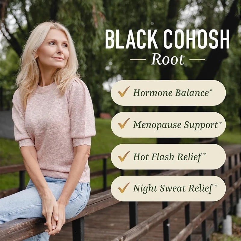 Black Cohosh Capsules with Dong Quai, Lemon Balm, and Red Clover (1515mg) | Dietary Supplement for Hormonal Balance, Menopause Support, Hot Flashes, and Night Sweat