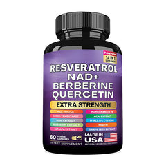 14-in-1 Resveratrol Blend Capsule — Resveratrol, Fisetin, Berberine, Quercetin, Grape Seed, Milk Thistle, Green Tea, NAD+, Noni, NAC, Blueberry, Alfalfa, Pomegranate, and Acai