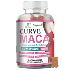 Curve Maca Gummies (3000mg) | Dietary Supplement for Hips Enlargement, Hormonal Balance, Mood, Stress, Energy, and Performance