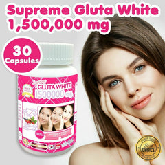 Gluta White Capsules with L-Glutathione, Collagen, CoQ 10, and Vitamin C (30 capsules, 1500000mg)