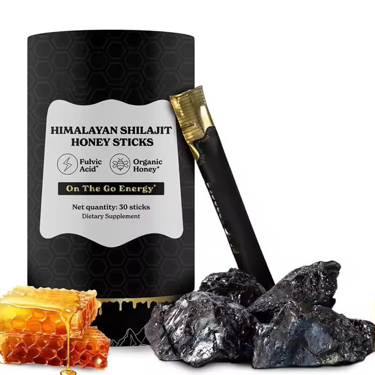 Pure Himalayan Shilajit Honey Sticks with Saffron (30 sachets, Liquid form) | Dietary Supplement for Energy, Stamina, Endurance, Cognitive Function, Skin, and Bone Health