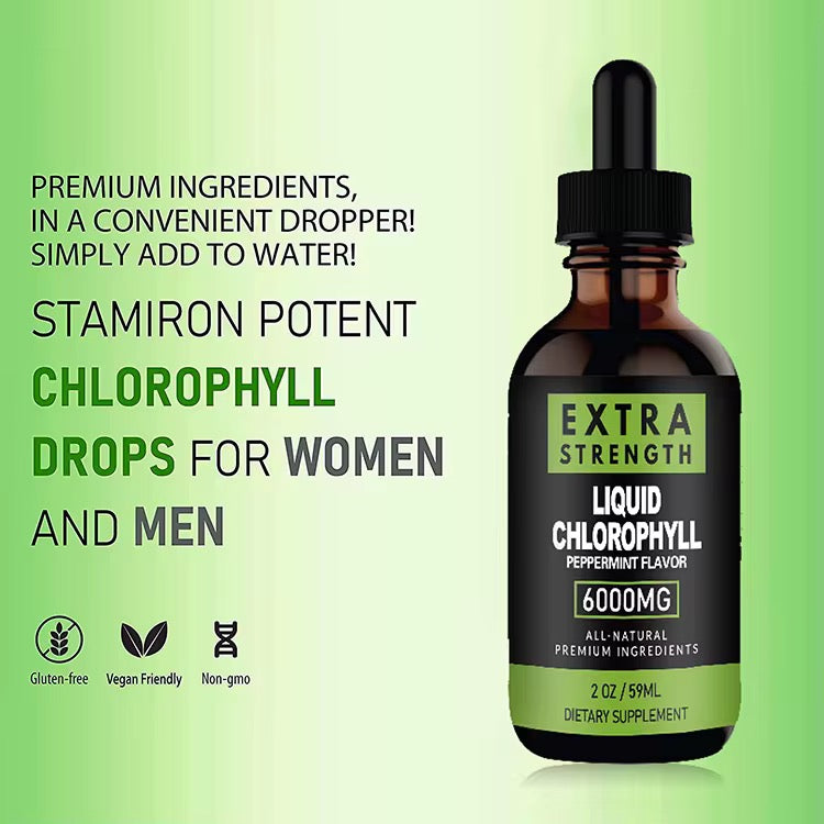 GINAX Liquid Chlorophyll Drops (60ml, 6000mg, Peppermint flavour)