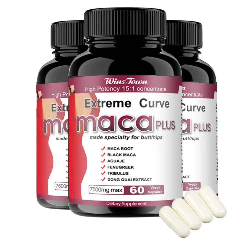 Extreme Curve Maca Plus Capsules (7500mg) | Dietary Supplement for Butt Enhancement, Sexual Performance, Energy