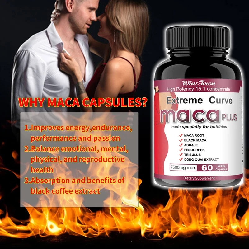 Extreme Curve Maca Plus Capsules (7500mg) | Dietary Supplement for Butt Enhancement, Sexual Performance, Energy