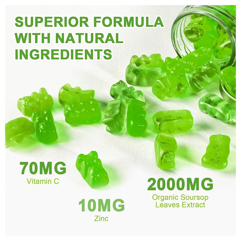 GINAX Soursop Graviola Gummies with Vitamin C and Zinc (2000mg)