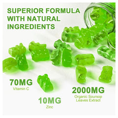 GINAX Soursop Graviola Gummies with Vitamin C and Zinc (2000mg)