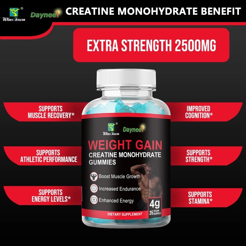 Weight Gain Creatine Monohydrate Gummies | Dietary Supplement for Muscle Mass, Energy, Muscle Recovery, and Endurance