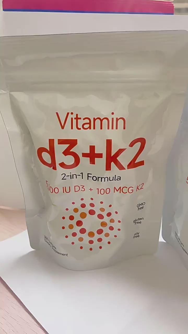 Vitamin D3 + K2 Capsules (300 softgels, 10000IU Vitamin D3, 200mcg Vitamin K2)