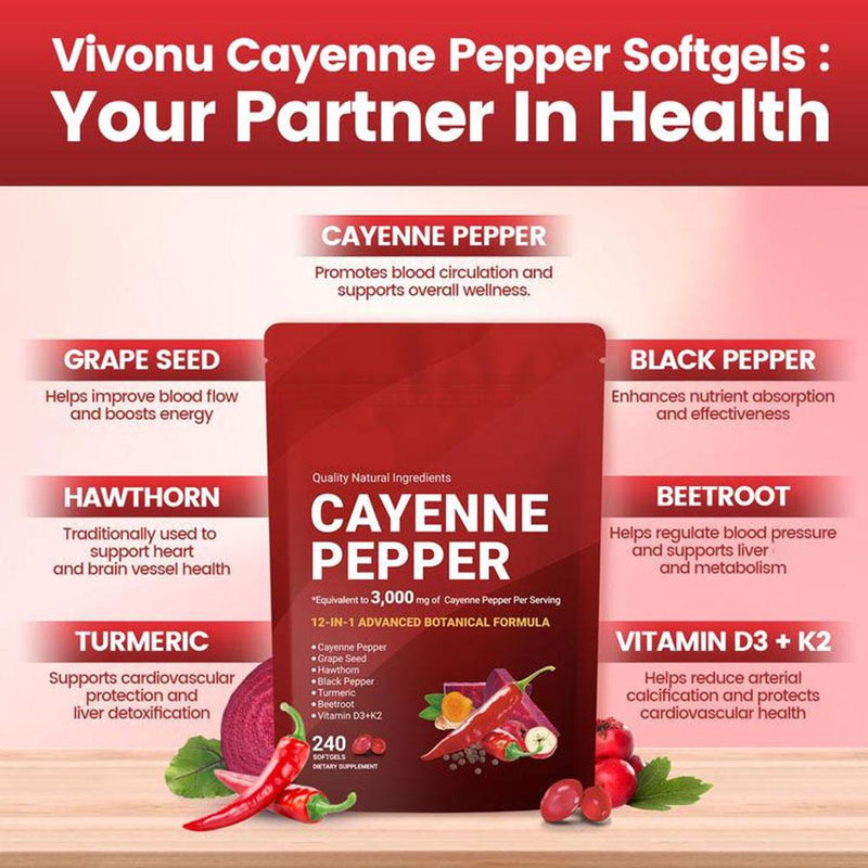 Cayenne Pepper Softgels (240 softgels, 3000mg cayenne pepper)