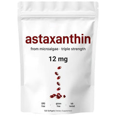 Astaxanthin Capsules (120 softgels, 12mg, from Microalgae)