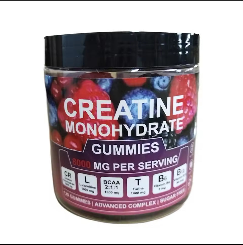 Creatine Monohydrate Gummies with L-Carnitine, BCAA, and Taurine (120 gummies, 8000mg)