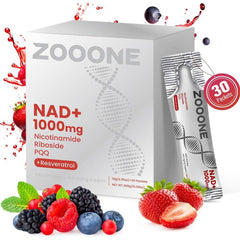 ZOOONE NAD+ Drink with Quercetin Phytosome, Resveratrol, and PQQ (30 sachets, 600mg Nicotinamide Riboside) | Dietary Supplement for Healthy Aging, DNA Repair, and NAD+ Booster