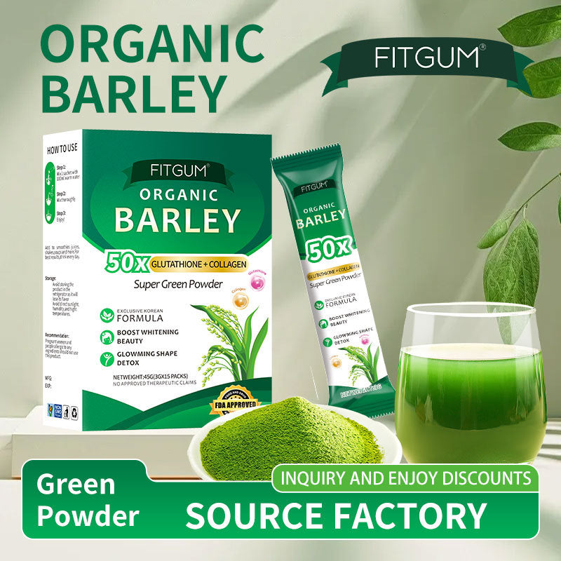 FITGUM Organic Barley Tea Powder with Glutathione and Collagen