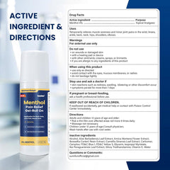 Menthol Pain Relief Gel-Roll On (4% Menthol, 74ml) | Topical Gel for Nerve, Muscle, Neck, Shoulder, Knee, and Back Pain Relief