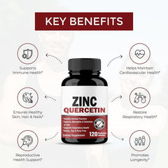 Zinc and Quercetin Capsule (120 capsules, 800mg quercetin, 22mg zinc)