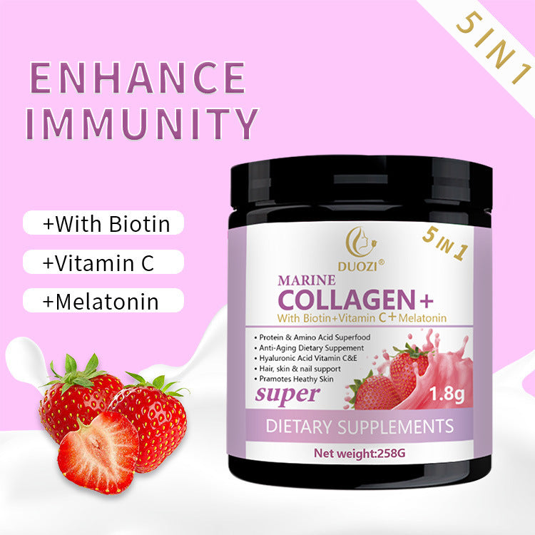 DUOZI Marine Collagen Powder with Biotin, Vitamin C, and Melatonin (258g size)