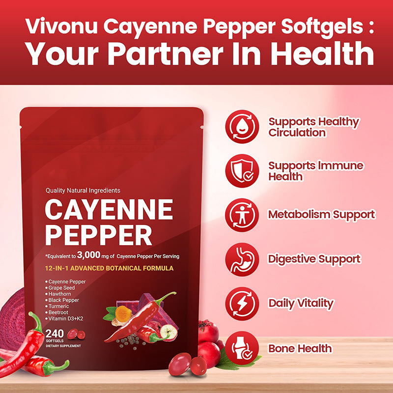 Cayenne Pepper Softgels (240 softgels, 3000mg cayenne pepper)