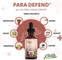 CLEAN NUTRA Black Walnut Drops with Wormwood, Soursop, Pumpkin Seed, Pau D'Arco, and Para Defend Blend