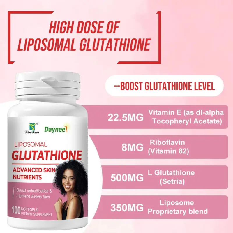 Liposomal Glutathione Capsule with Sunflower Lecithin, Vitamin E, and Riboflavin (100 softgels, 500mg L-Glutathione)