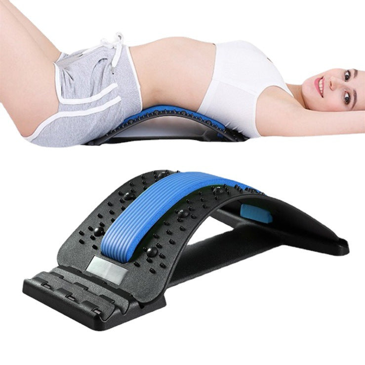 Adjustable Lumbar Stretcher for Back Pain Relief | 3-Level Back Stretcher, Lumbar Traction, and Lower Back Massage Board