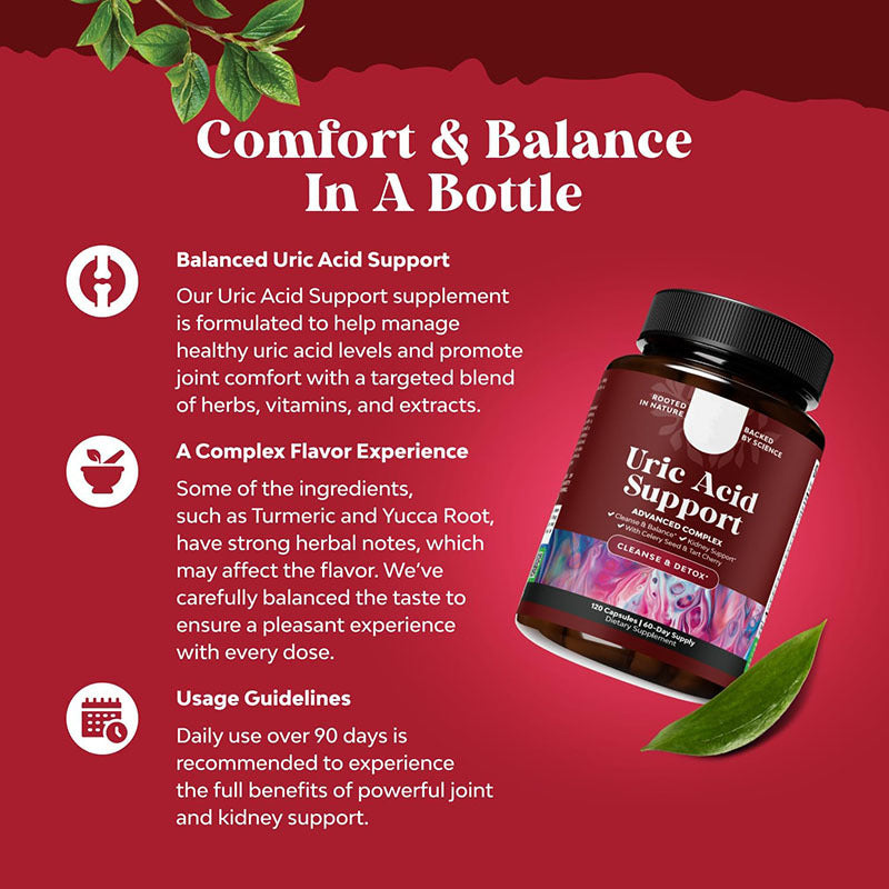 GINAX Uric Acid Support Capsules | Dietary Supplement for Joint, Mobility, Urinary Tract, and Acid Neutralization