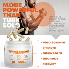 Turkesterone and Tongkat Ali Capsules with Colostrum (500mg Turkesterone, 250mg Tongkat Ali, 250mg Colostrum)