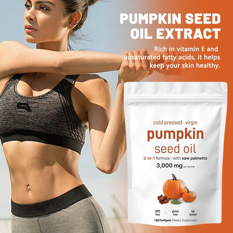 Pumpkin Seed Oil Capsule with Saw Palmetto (180 softgels, 3000mg Pumpkin Seed Oil, 300mg Saw Palmetto)