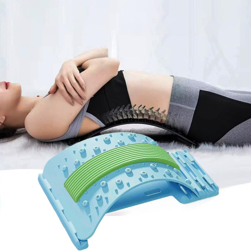 Adjustable Lumbar Stretcher for Back Pain Relief | 3-Level Back Stretcher, Lumbar Traction, and Lower Back Massage Board