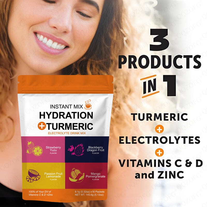 Hydration + Turmeric Electrolyte Drink Mix with Vitamins C & D and Zinc