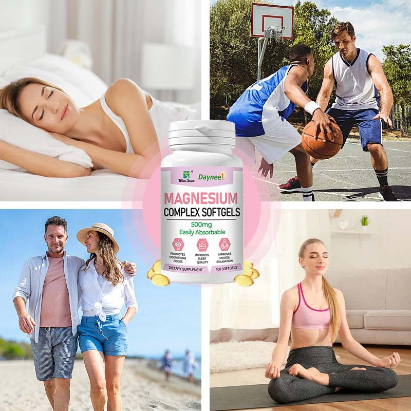 Magnesium Complex Softgels (100 softgels, 500mg) | Dietary Supplement for Calm, Relaxation, Nerve, Cognition, Sleep, and Menstrual Cramps