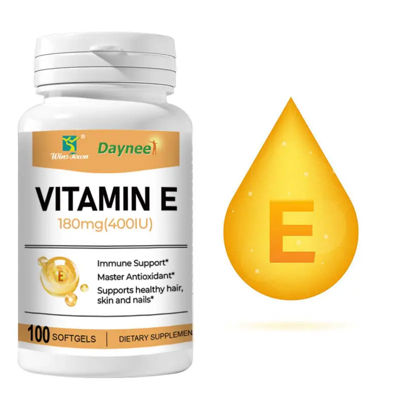 Vitamin E Capsule (100 softgels, 180mg) | Dietary Supplement for Skin, Immunity, Eye, Heart, and Antioxidant Protection