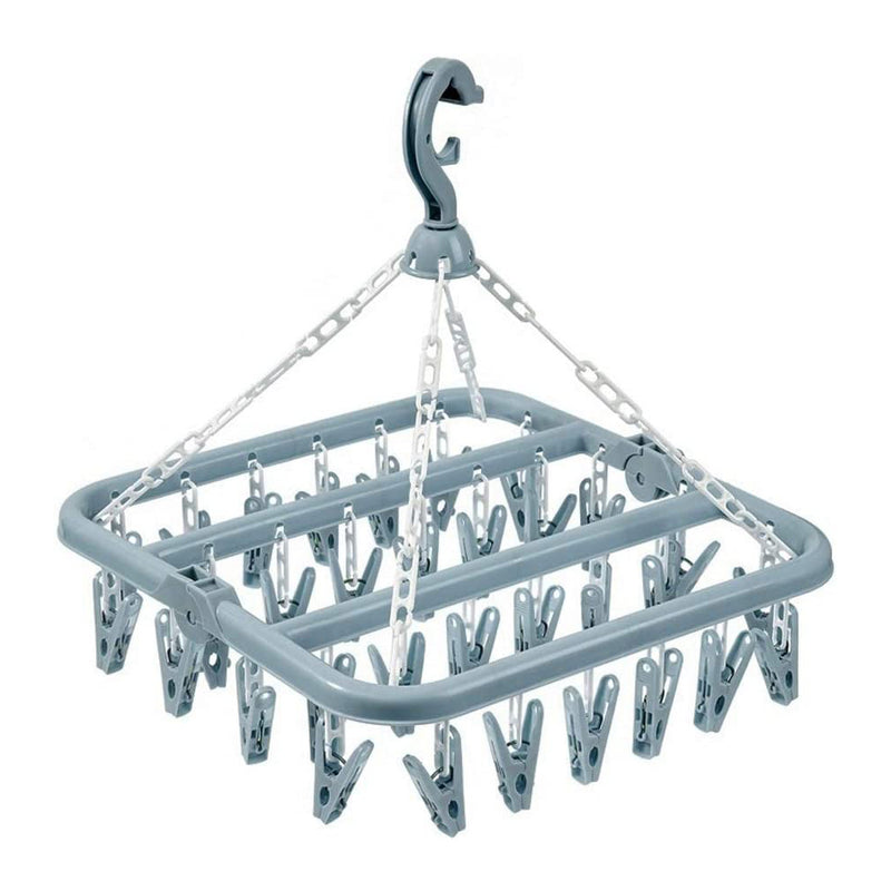 Multifunctional, Foldable and Space-Saving Laundry Hanger (32 pegs) | Plastic and Rotating Hanging Drying Rack