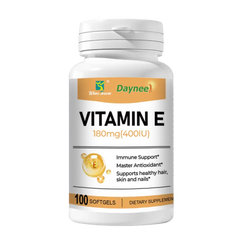 Vitamin E Capsule (100 softgels, 180mg) | Dietary Supplement for Skin, Immunity, Eye, Heart, and Antioxidant Protection