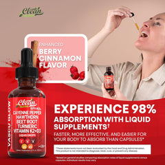 CLEAN NUTRA Cayenne Pepper Drops with Hawthorn, Vitamin D3+K2, Beet Root, Ceylon Cinnamon, and Turmeric