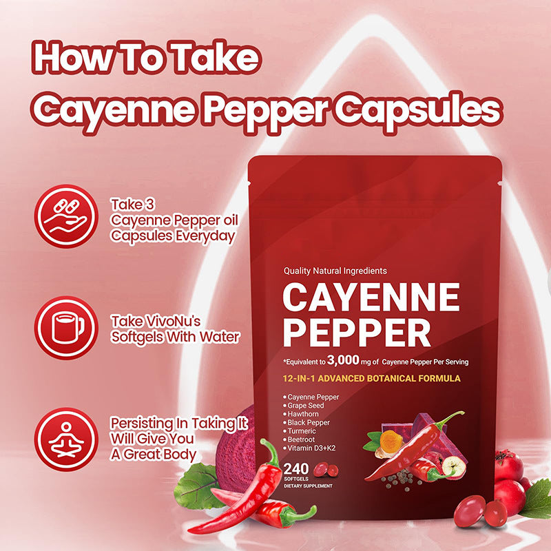 Cayenne Pepper Softgels (240 softgels, 3000mg cayenne pepper)