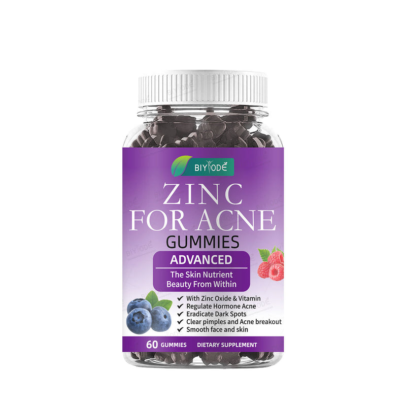 BIYODE Zinc for Acne Gummies | Dietary Supplement for Pimples, Dark Spots, and Acne Breakout