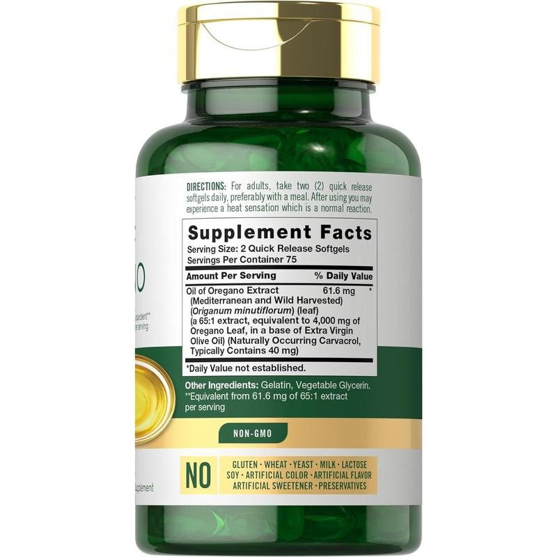 Oil of Oregano Softgels (150 Softgels, 4000mg)
