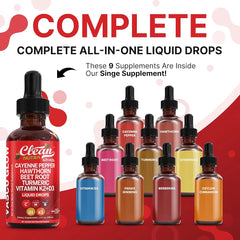 CLEAN NUTRA Cayenne Pepper Drops with Hawthorn, Vitamin D3+K2, Beet Root, Ceylon Cinnamon, and Turmeric