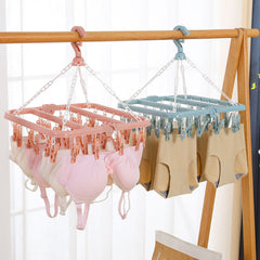 Multifunctional, Foldable and Space-Saving Laundry Hanger (32 pegs) | Plastic and Rotating Hanging Drying Rack