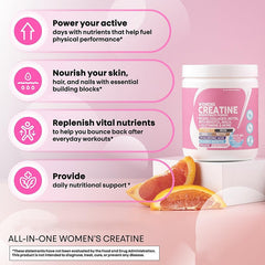 Women's Creatine Monohydrate Powder with BCAA, Collagen, Myo-Inositol, and Digestion Blend