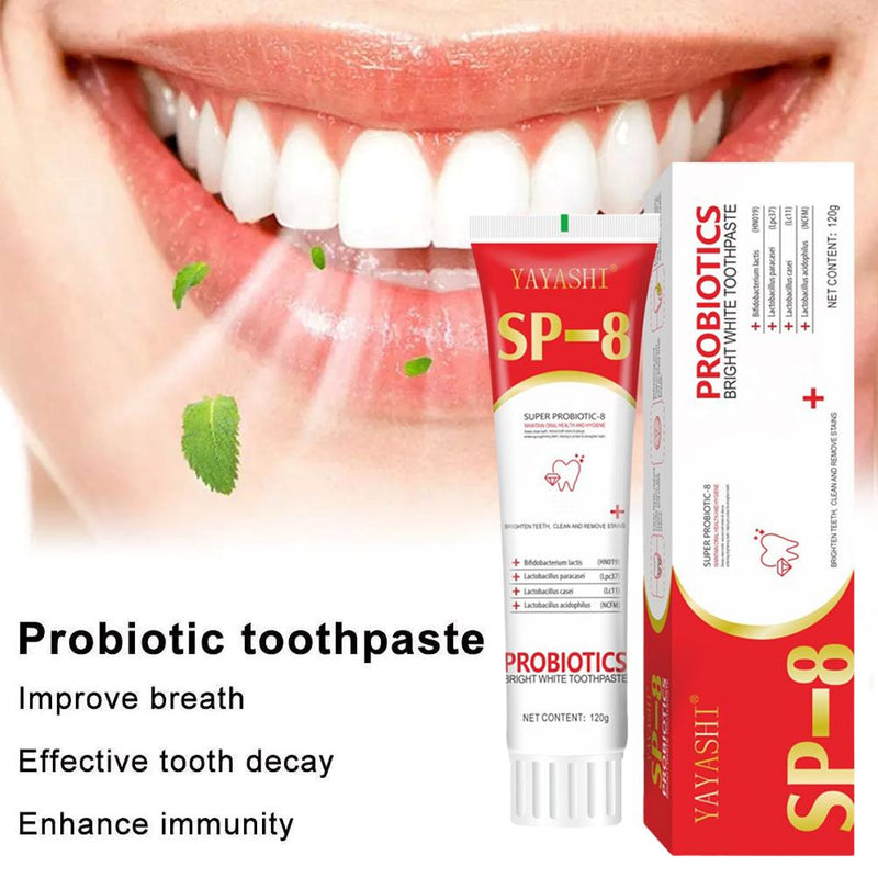 YAYASHI Super Probiotic-8 Toothpaste (120g) | SP-8 Toothpaste for Teeth Whitening, Stubborn Stains, Yellow Teeth, and Fresh Breath
