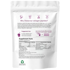 Multi-Collagen Peptides Powder (Type I, II, III, V, X) with Biotin, Vitamin C, and Hyaluronic Acid (454g size, 10880mg Collagen)