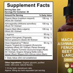 ADAPTODRIVE Maca Root Liquid Drops with Ashwagandha, Fenugreek, Beet Root, and L-Arginine (60ml)