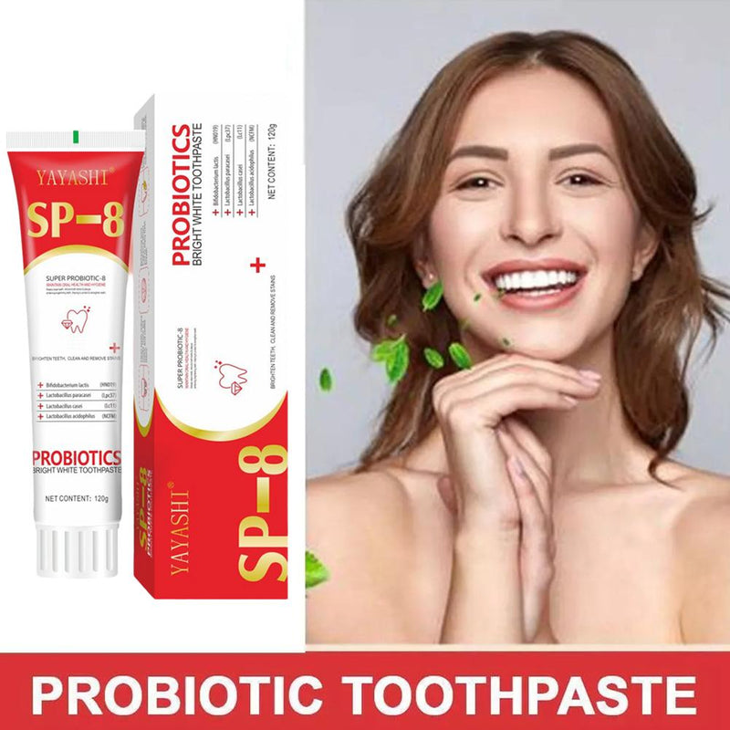 YAYASHI Super Probiotic-8 Toothpaste (120g) | SP-8 Toothpaste for Teeth Whitening, Stubborn Stains, Yellow Teeth, and Fresh Breath
