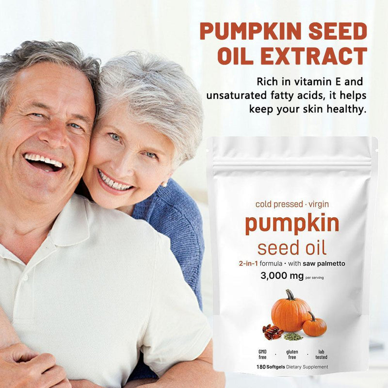 Pumpkin Seed Oil Capsule with Saw Palmetto (180 softgels, 3000mg Pumpkin Seed Oil, 300mg Saw Palmetto)